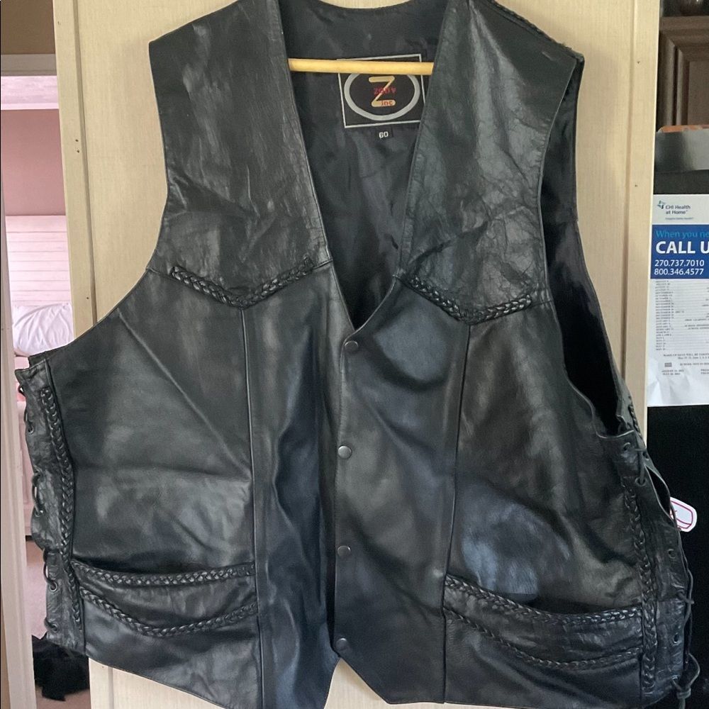 Ehis leather Motorcycle vest black size extra large
